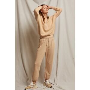 Perfect White Tee Johnny Sweatpants Medium Sand Dune Tan French Terry B25-john